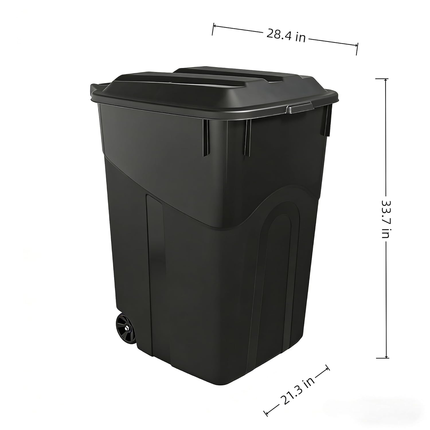45 Gallon Trash Can, Heavy Duty Plastic Garbage Cans, Outdoor Trash Can with Lid and Wheels Black for Terrace