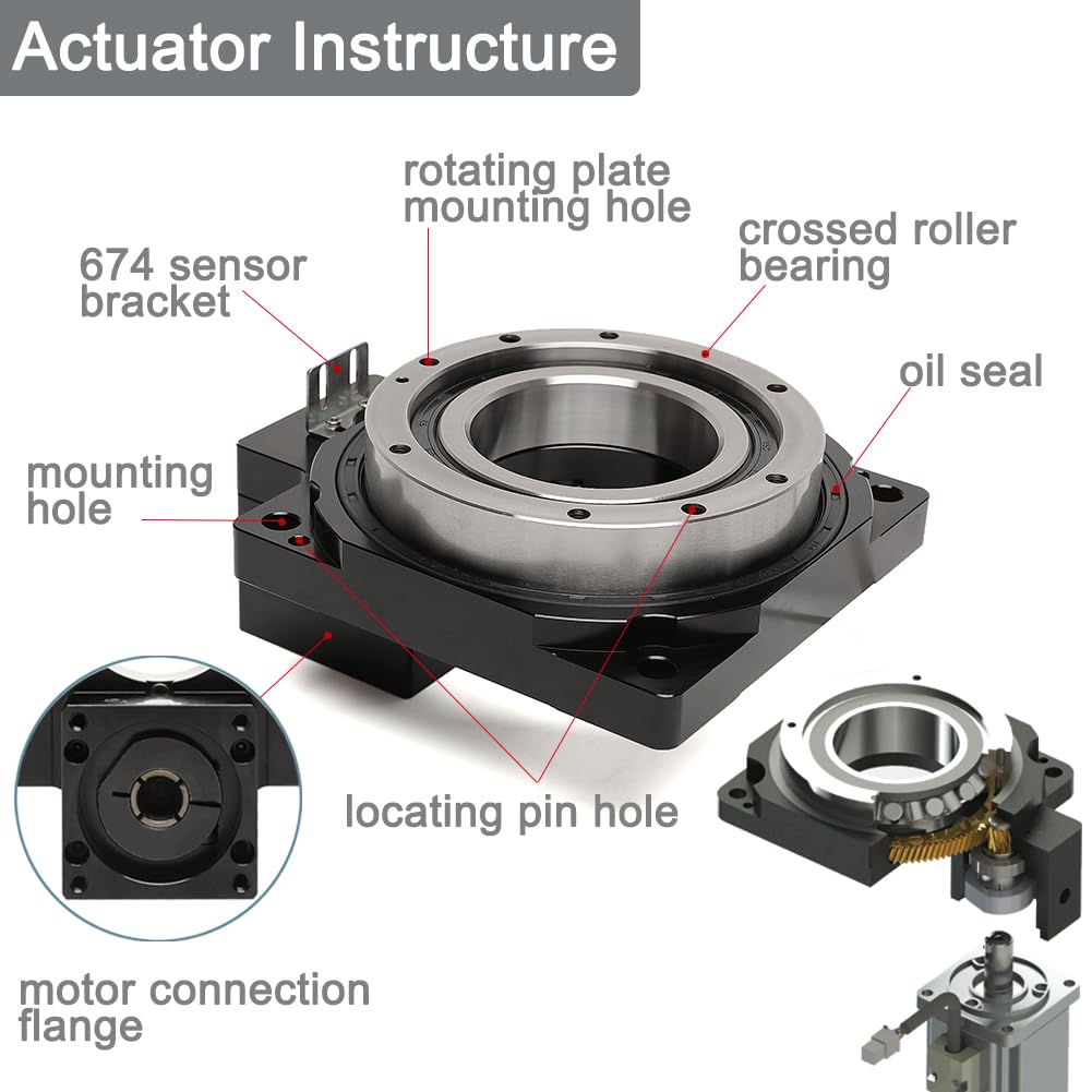 Hollow Rotary Actuator High Accuracy Hollow Rotating Platform Rotary Positioners, Fitting Nema 23 Stepper Motor, Substitutable for Direct Drive Motor and Cam Indexer