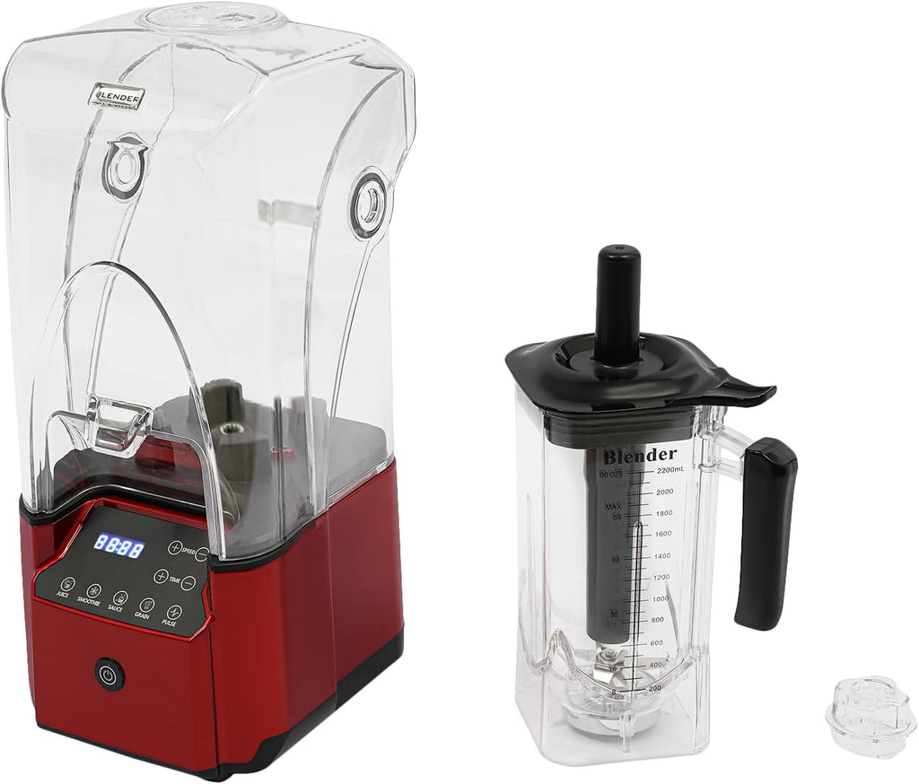 2200W Commercial Blender with Soundproof Cover,9 Speeds and 5 Modes