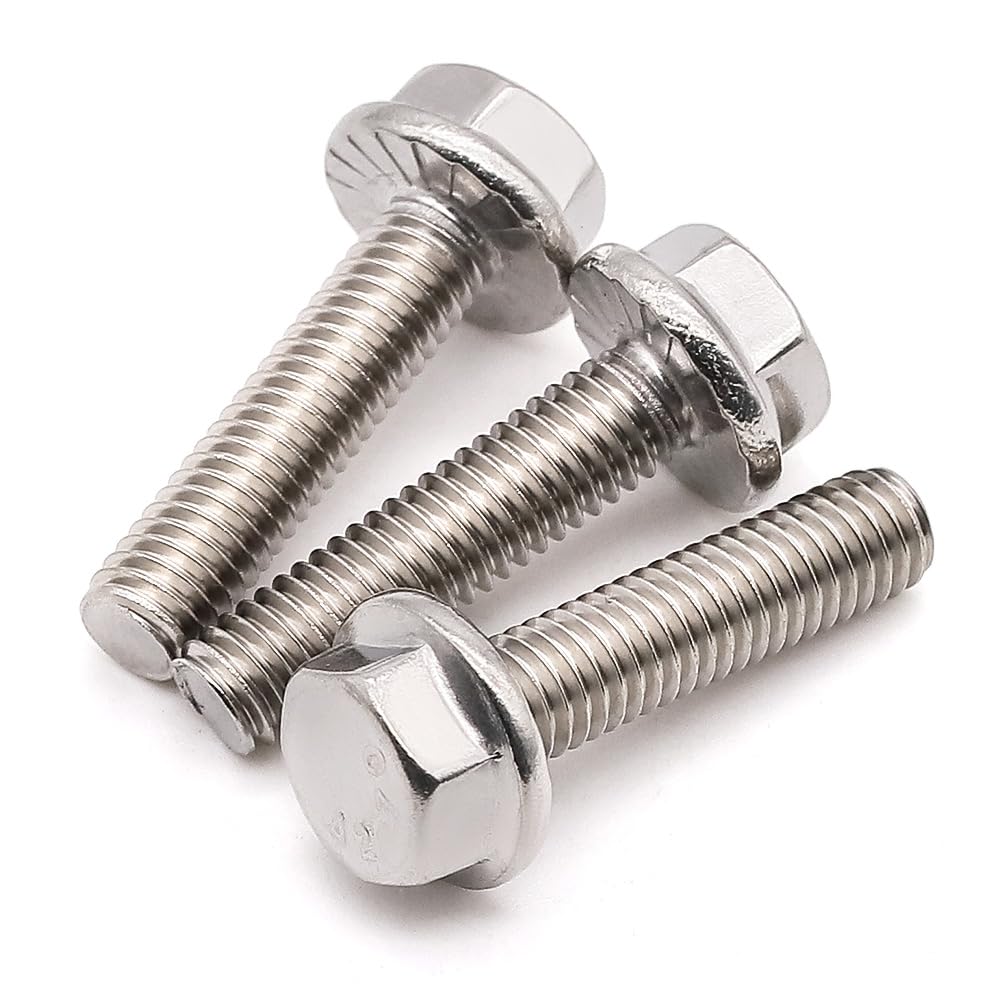 5/16-18 x 1 Serrated Flange Hex Head Bolts Screws, 304 Stainless Steel 18-8, Fully Threaded, Coarse Thread UNC, 12 pcs