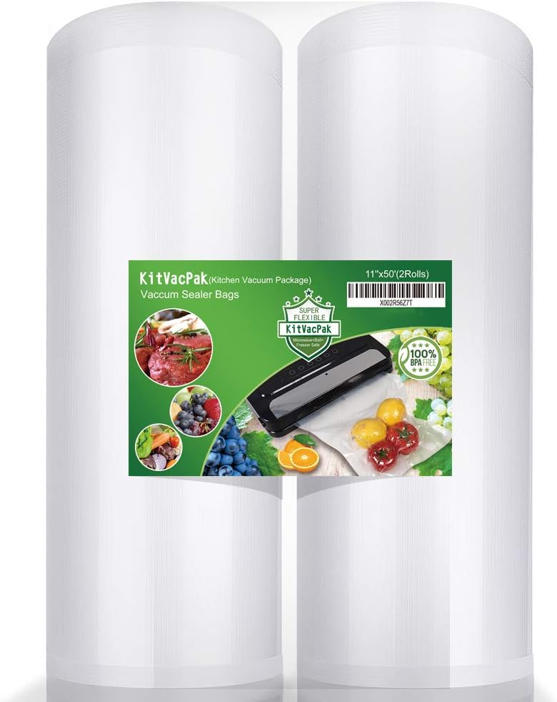 Vacuum Sealer Bags Rolls with 2 Pack 11"x50' for Food Storage