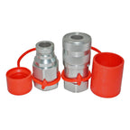 1-1/4” Flat Face Hydraulic Quick Connect Coupler Set, 1” SAE Thread