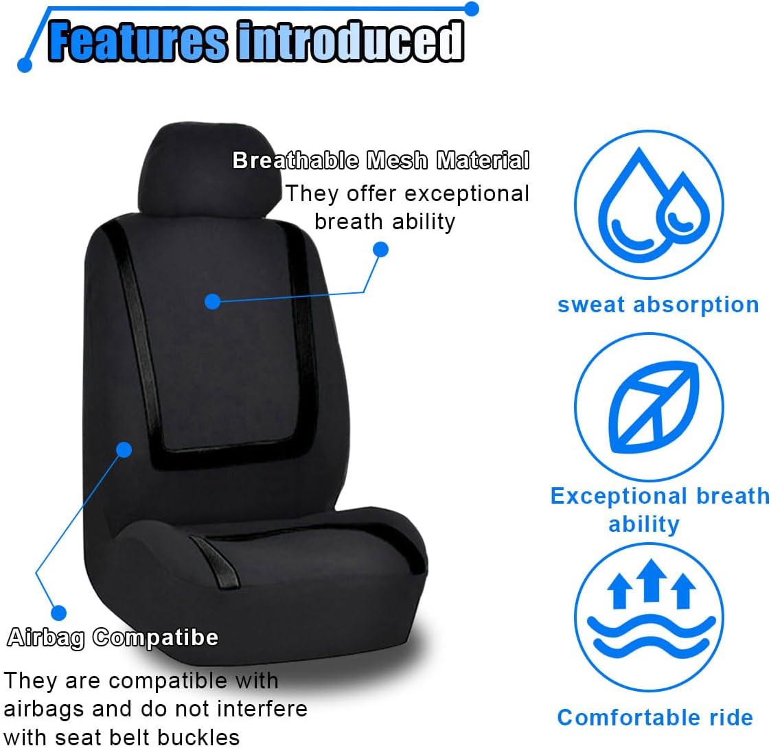 2 Pack Car Seat Covers, Breathable Seat Protectors, Anti-Slip Driver Seat Cover, Comfortable Front Seat Cover Set