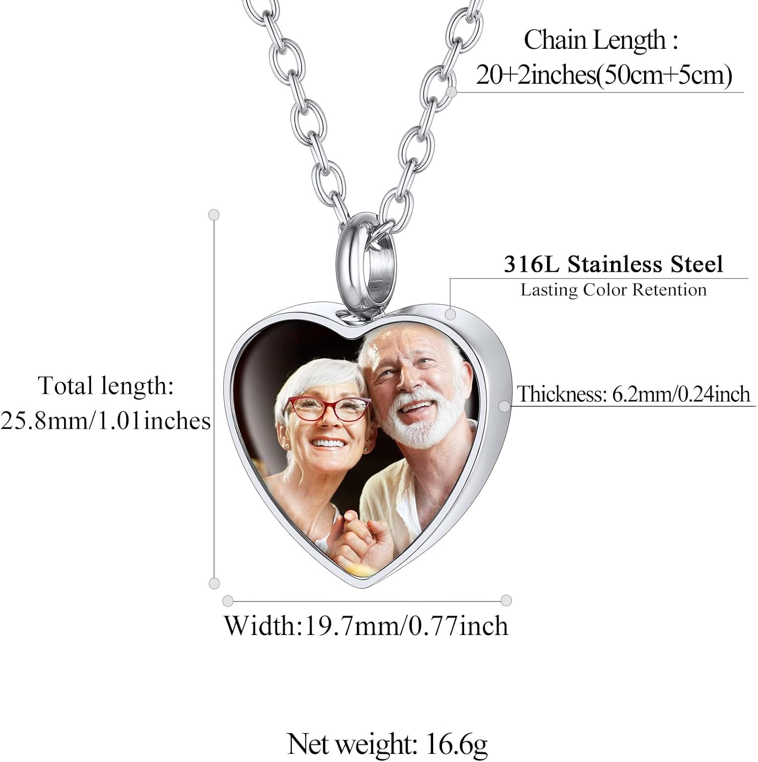 Customized Heart Shaped Urn Necklaces for Ashes with Custom Picture/Birthstone Stainless Steel/18K Gold Plated