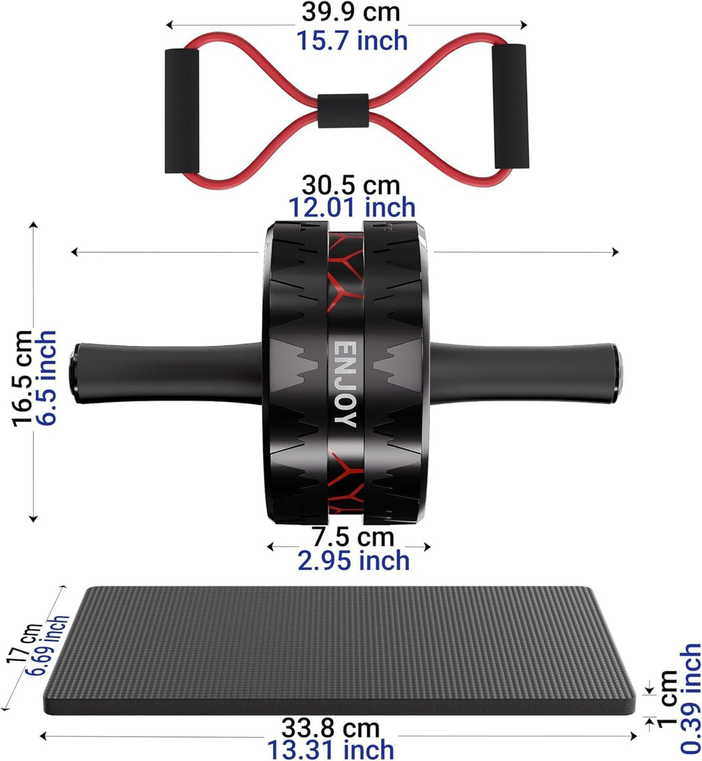 Ab Roller Wheel, Ab Exercise Wheels Kit with Ab Roller, Resistance Bands, Knee Mat, Jump Rope, Push-Up Bar