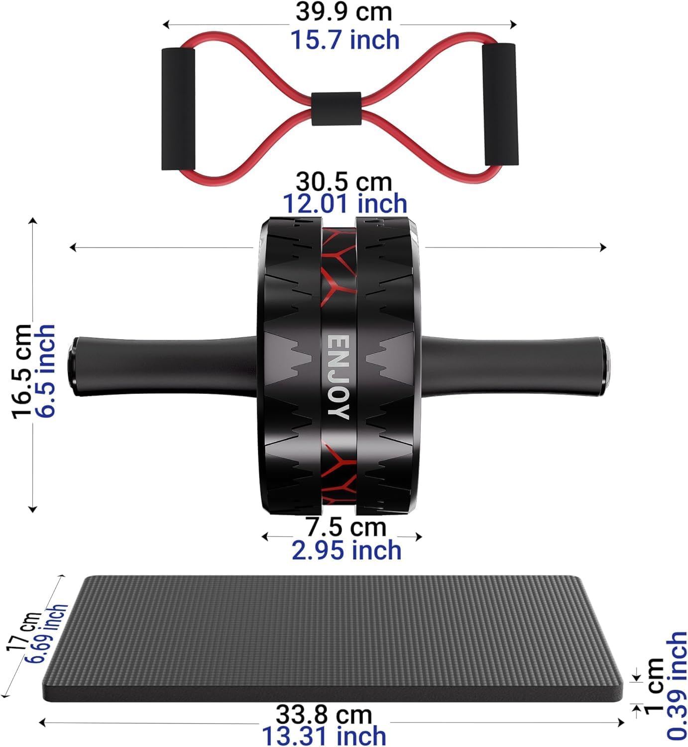 Ab Roller Wheel, Ab Exercise Wheels Kit with Ab Roller, Resistance Bands, Knee Mat, Jump Rope, Push-Up Bar