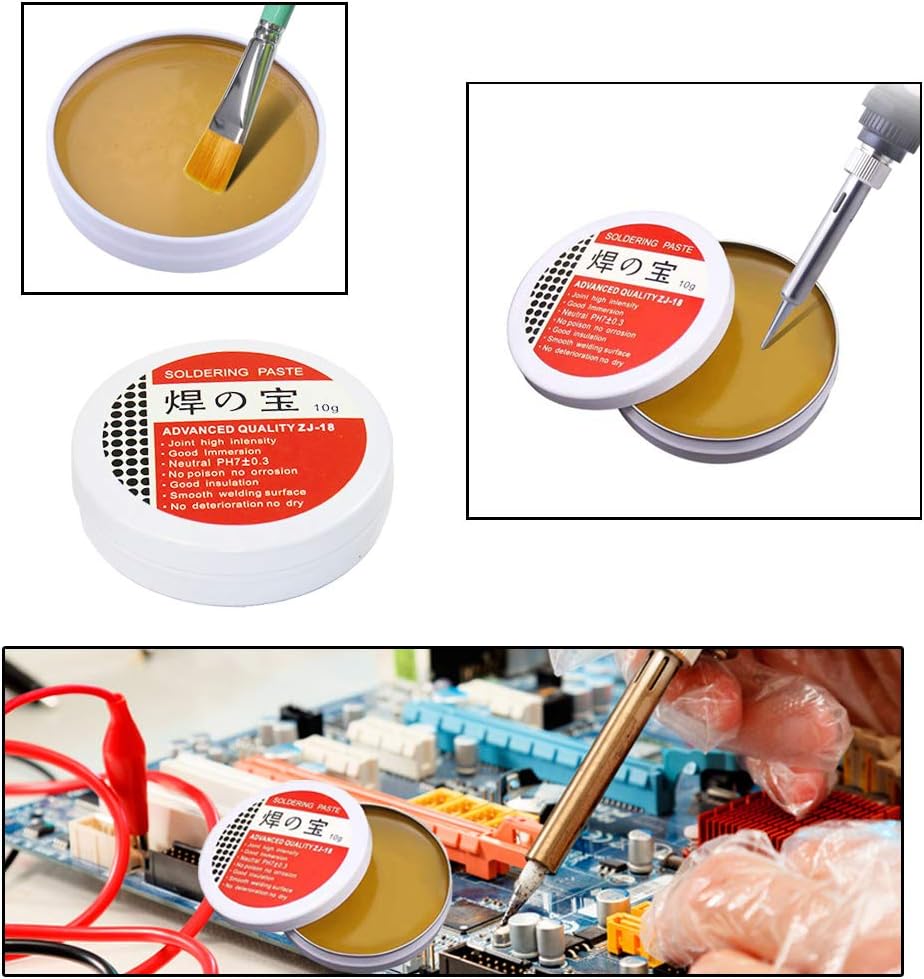 Soldering Tool Kit, 2 Pack of 0.6mm Solder Wire (1.76oz / 50g) + Rosin Flux Paste (0.35oz / 10g) + No-Clean Soldering
