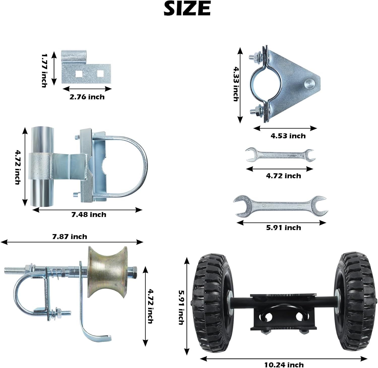 6" Wheels Rolling Gate Hardware Kit for Chain Link Gate | Sliding Gate Hardware | Sliding Gate Kit | Farm Gate Hardware