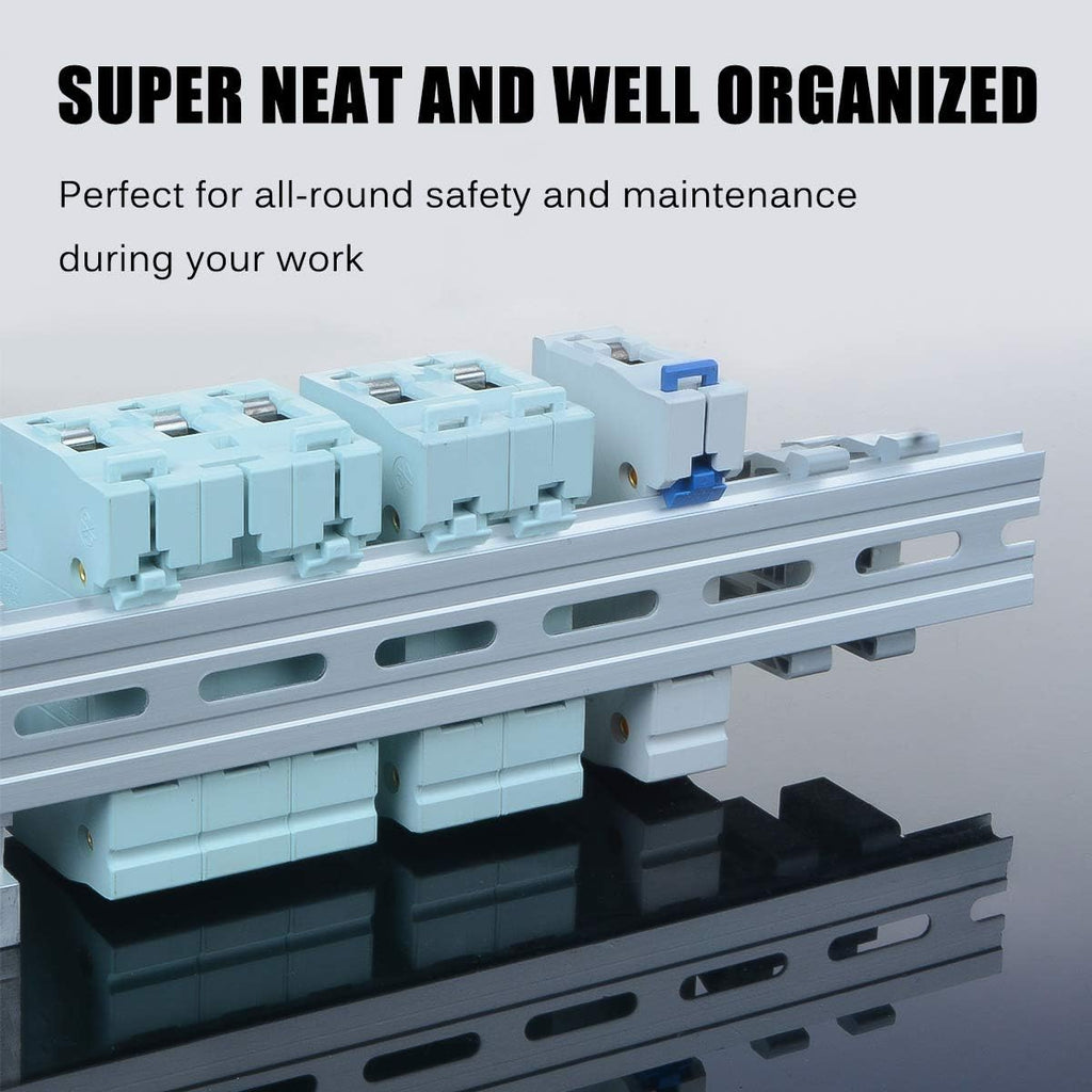 6 Piece Aluminum DIN Rails, 4 Inches Long, 35mm Wide, 7.5mm High, Top Hat Slotted DIN Rail with RoHS, Extra Premium Screws Included for Hardware Components Mounting