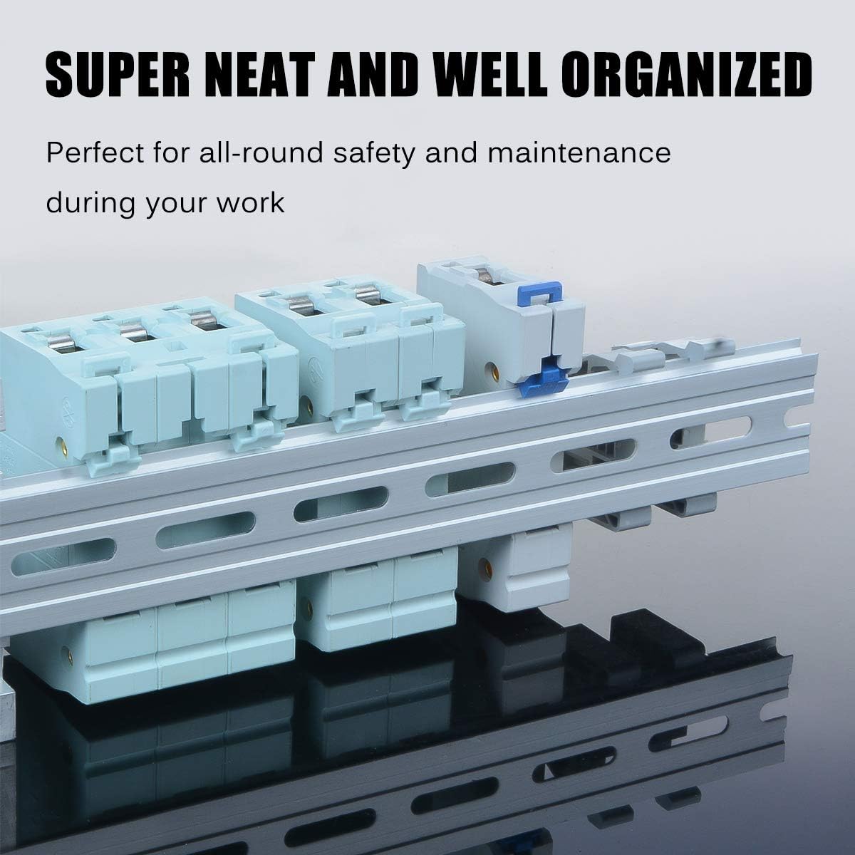 6 Piece Aluminum DIN Rails, 4 Inches Long, 35mm Wide, 7.5mm High, Top Hat Slotted DIN Rail with RoHS, Extra Premium Screws Included for Hardware Components Mounting