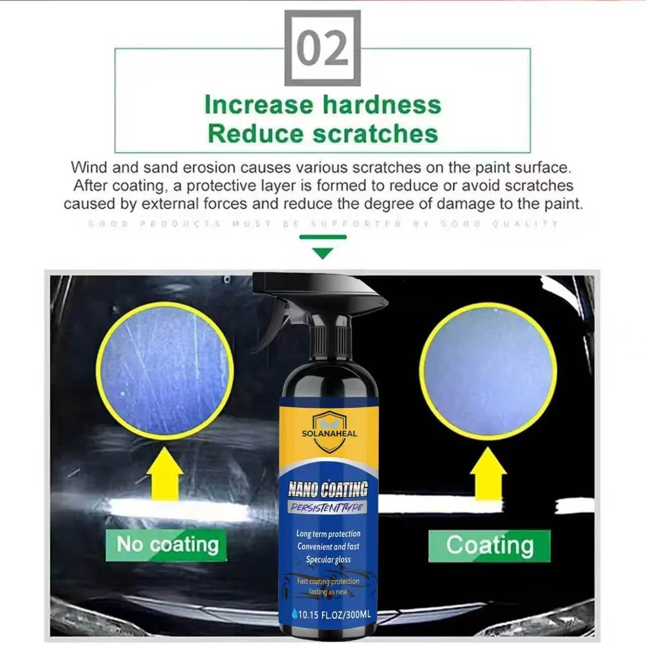 Nano Ceramic Coating Spray Kit, Quick Hydrophobic Car Wax Polish, High Gloss Paint Sealant, Scratch Repair UV