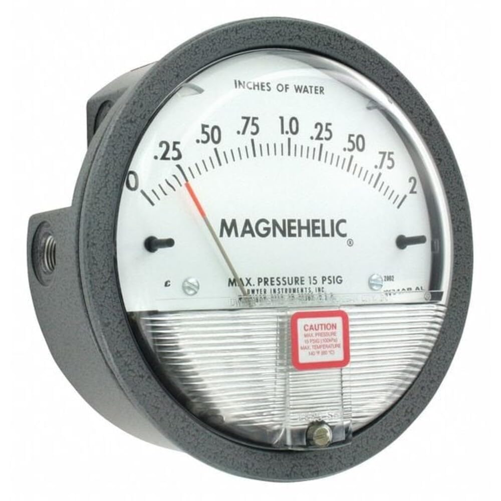 Dwyer 2002 Magnehelic Differential Pressure Gauge, Type, 0 to 2" WC