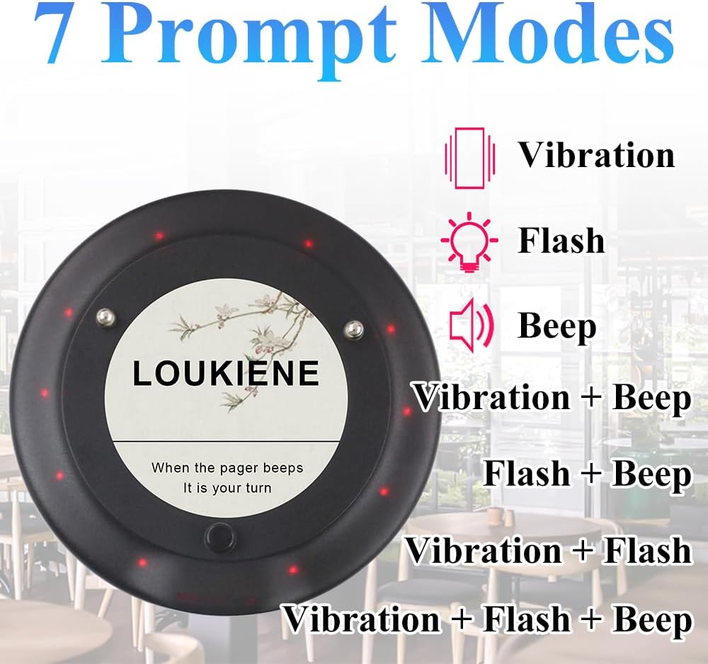Restaurant Pager System, 10 Coaster Pagers, Food Ready Buzzers