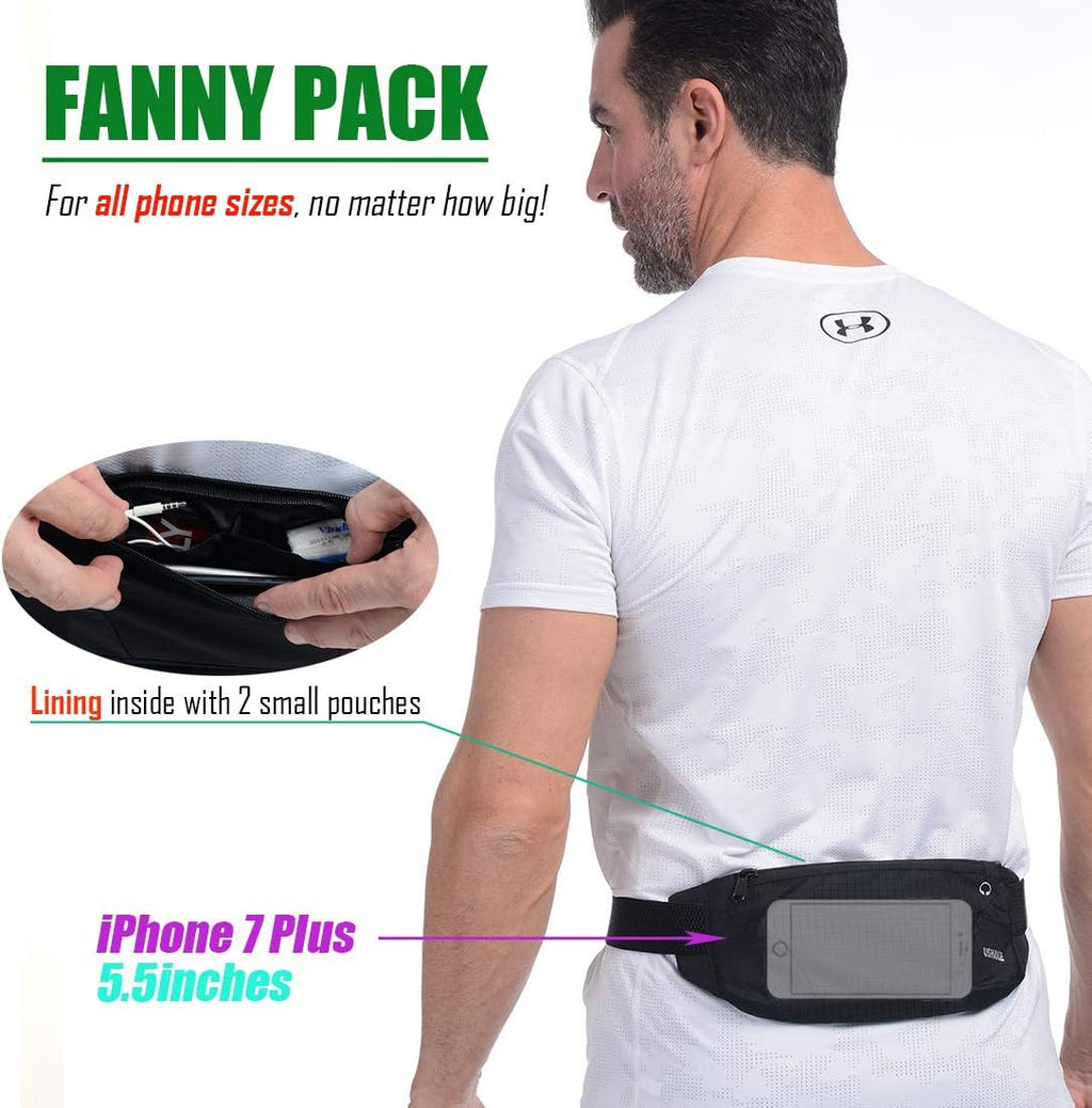 Running Belt,Men or Women Ultra Light Bounce Free Waist Pouch Bag Fitness Workout Belt Sport Waist Pack Exercise