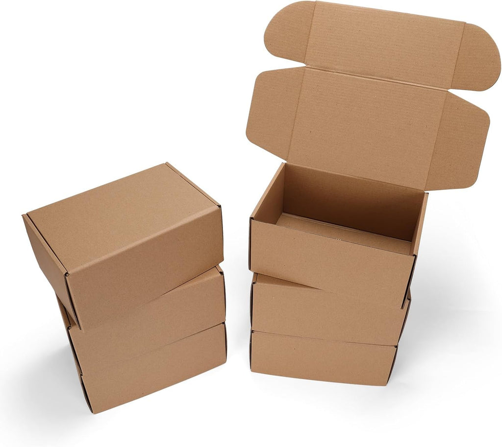 9x6x4 inch Cardboard Shipping Boxes, Set of 6 Gift Boxes, Brown | Single Corrugated, DIY Cardboard, Easy Fold, Shape