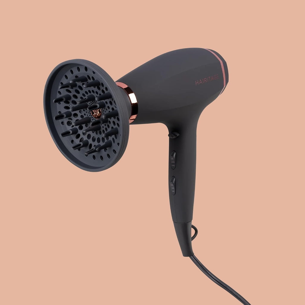 Ionic Hair Blow Dryer & Diffuser + Concentrator Attachments, for All Hair Types, 1875 Watts, 3 Heat Settings & Cool