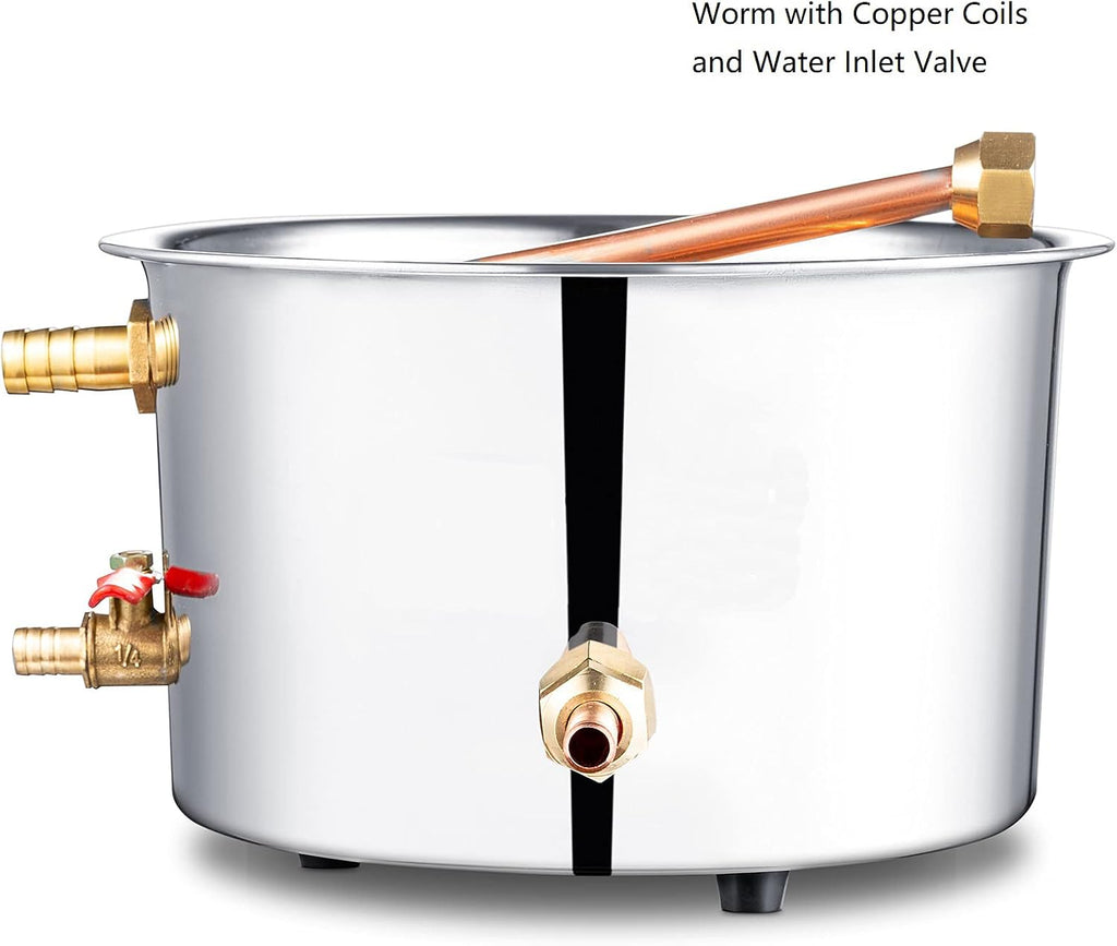 AOKEL 5GAL/20L Shine Still Purifying Water Alcohol Distiller,Home Brewing Kit Stainless Copper Tube With Thumper Keg