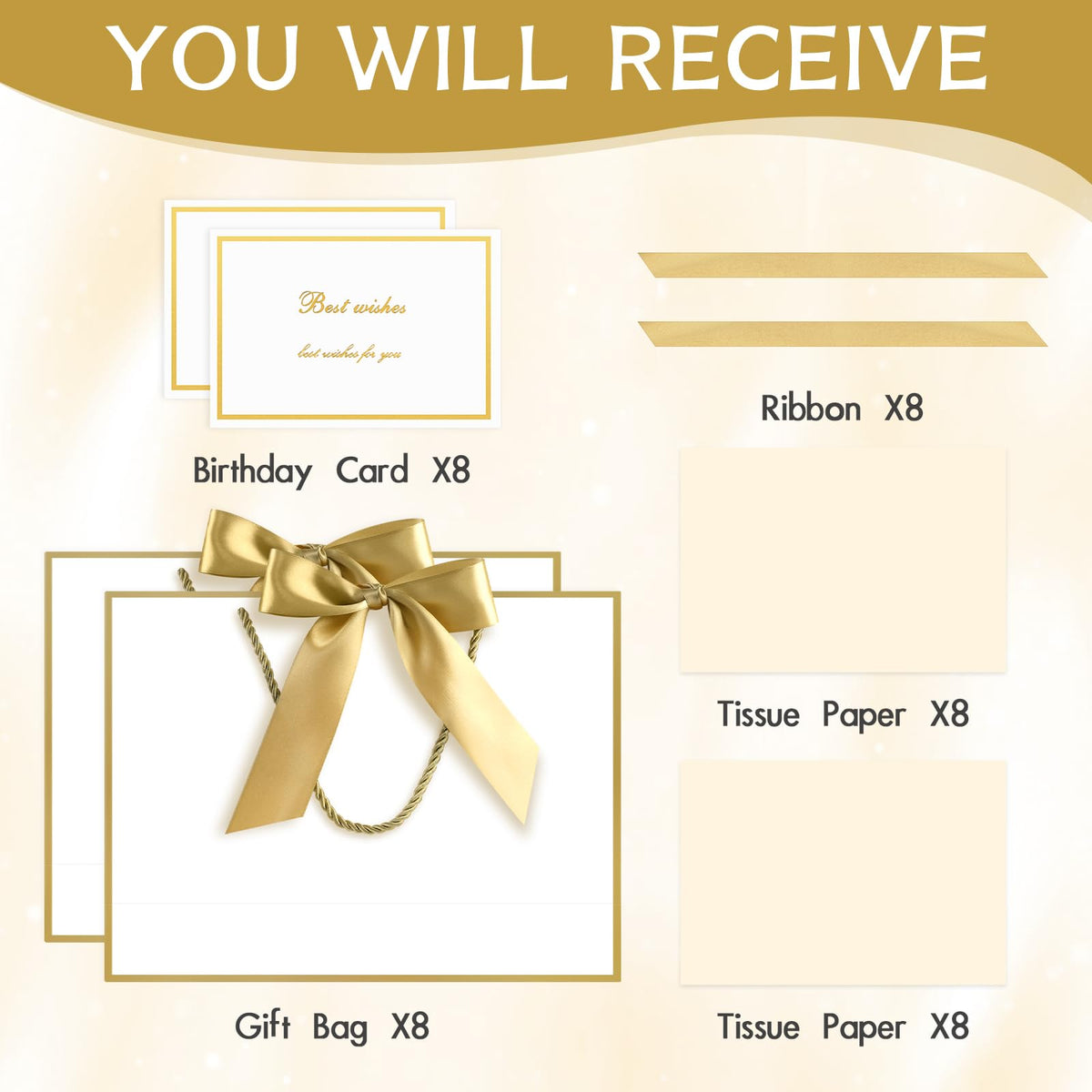 Gift Bags with Handles, 13" Medium Gift Bags with Tissue Paper