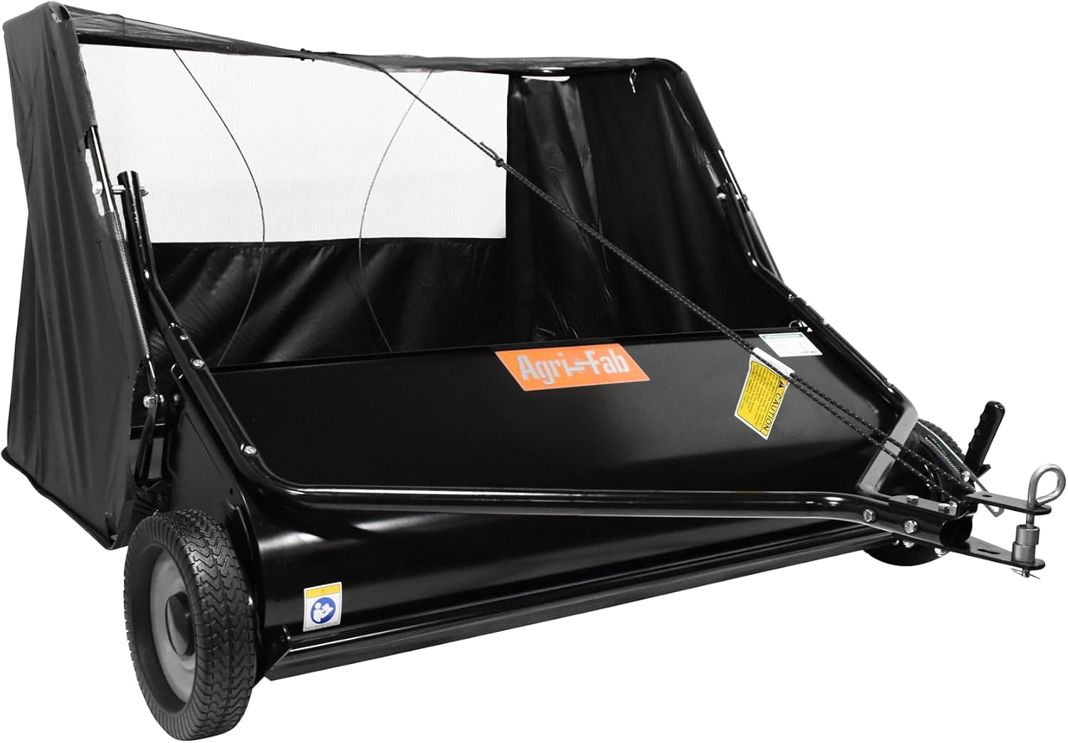 50 in Heavy Duty Tow Behind Lawn Sweeper with 26 Cu Ft Hopper and Adjustable Brush Height