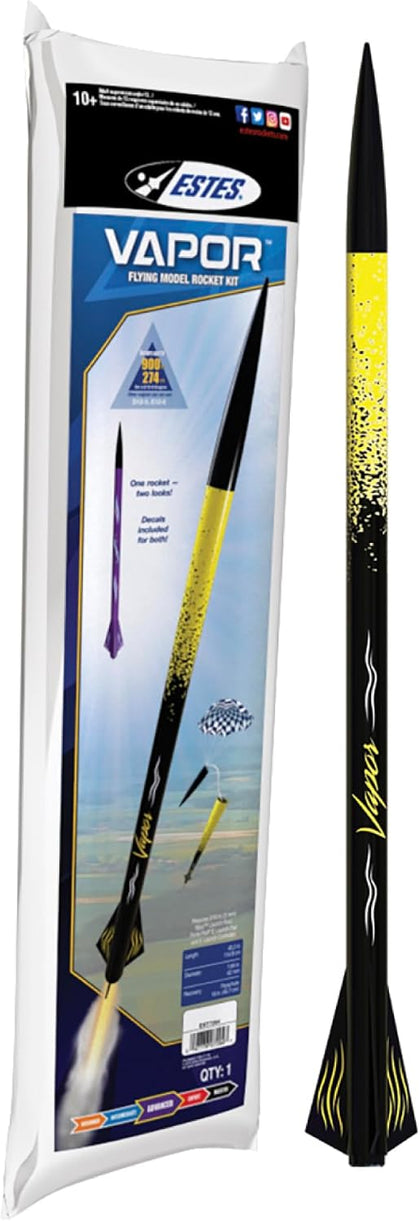 Vapor Flying Model Rocket Kit 7294 | Advanced Build, Black/Yellow & Black/Purple
