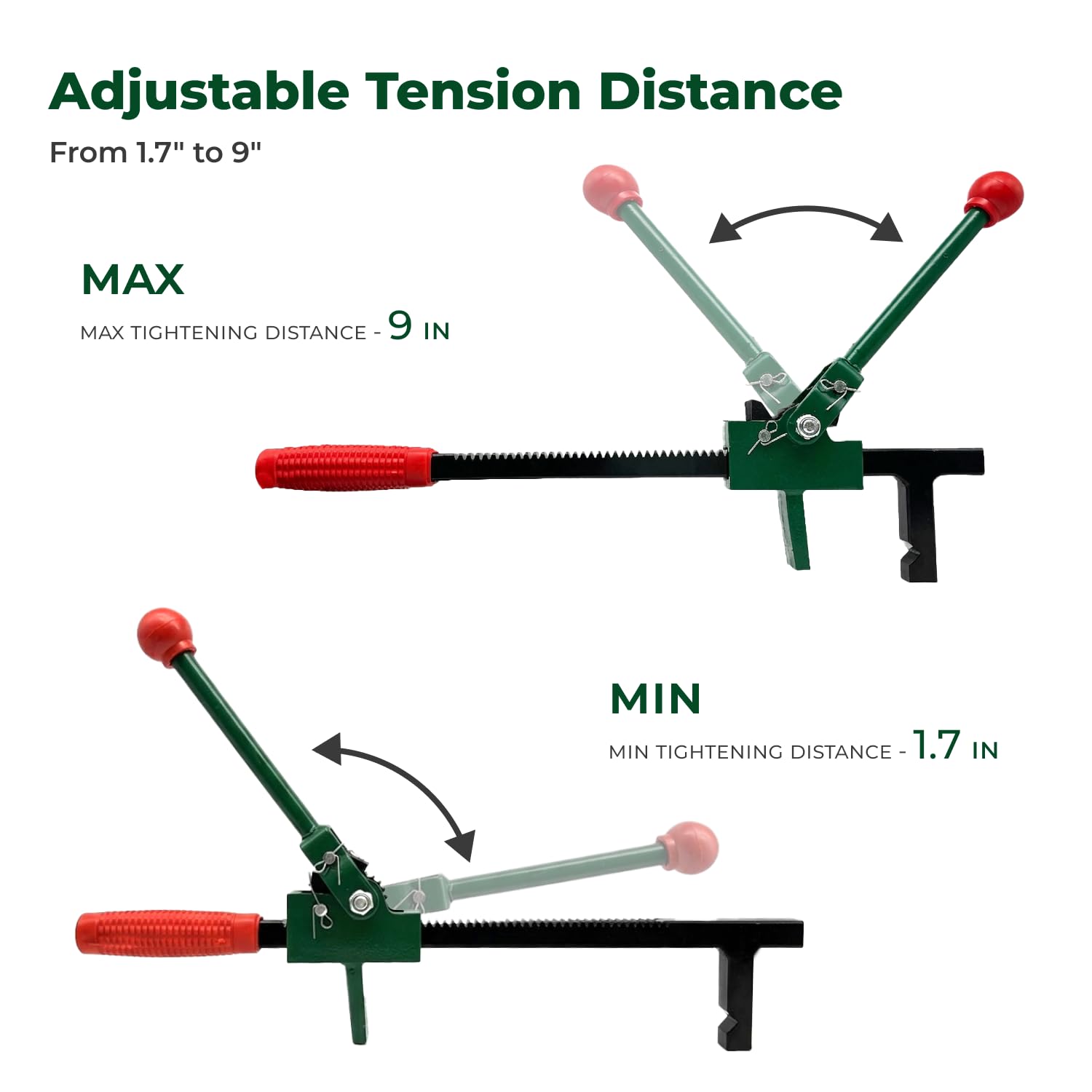 Chain Link Fence Puller Tool, Heavy-Duty Ratcheting with 9-Inch Stretcher