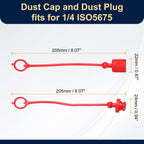 HARFINGTON 4Sets 1/4 Hydraulic Dust Cap, ISO5675 Male Dust Cap, Red