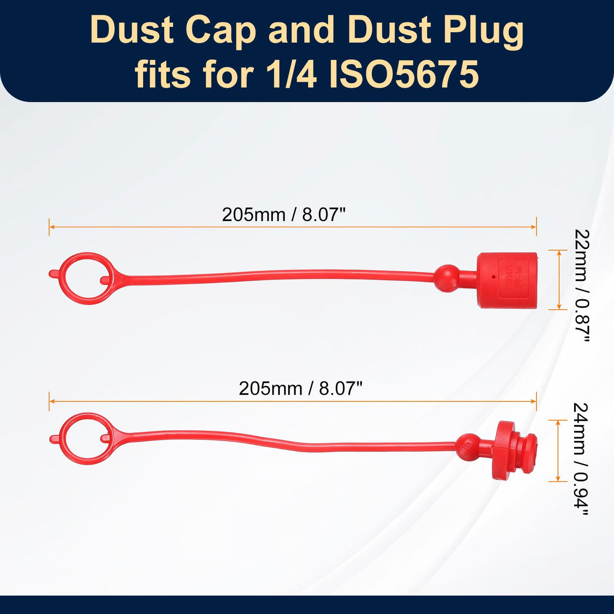 HARFINGTON 4Sets 1/4 Hydraulic Dust Cap, ISO5675 Male Dust Cap, Red