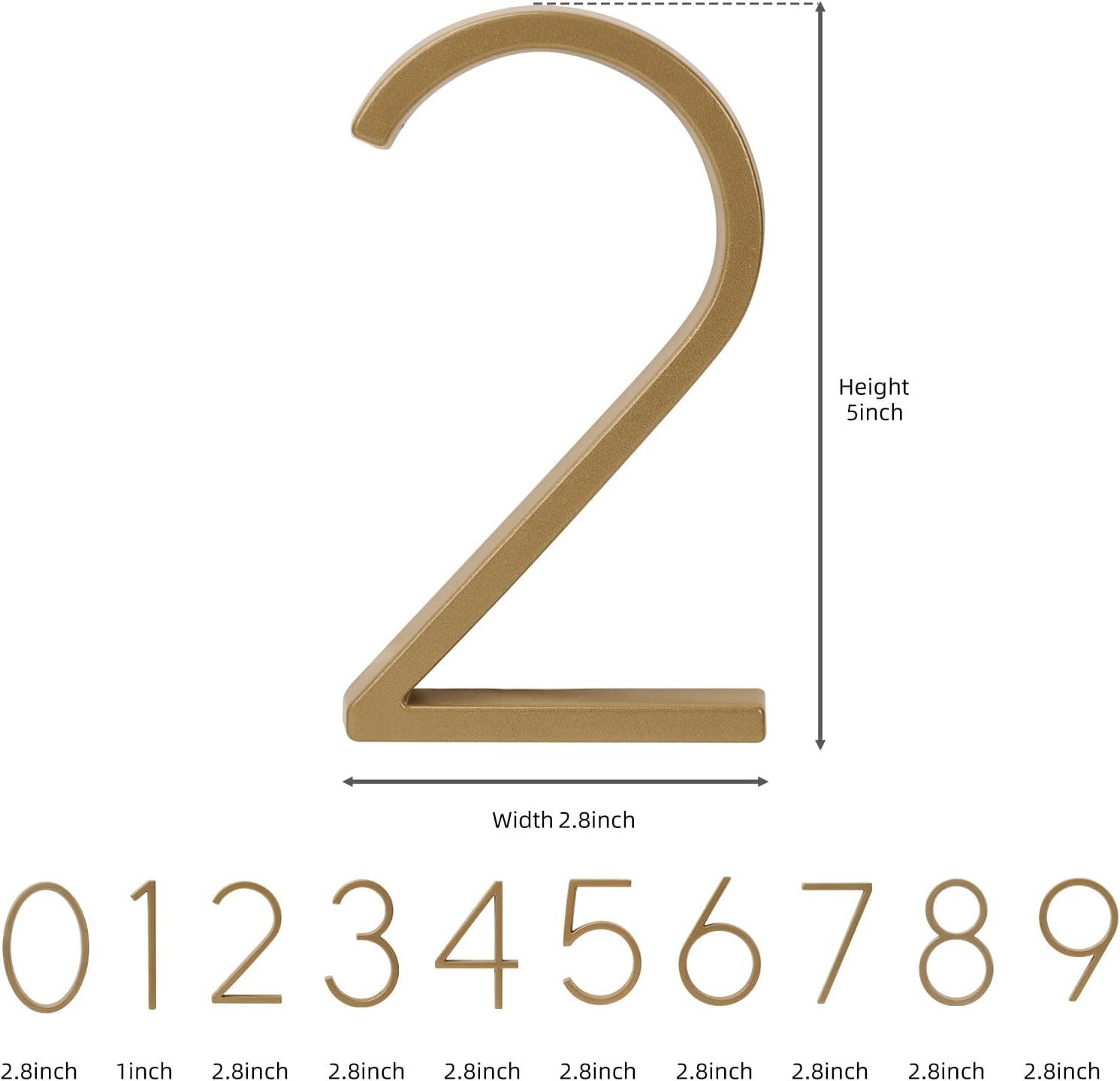 Floating House Number Modern House Numbers 5 inch, Deamos Zinc Alloy Home Address Number for House with Reflective
