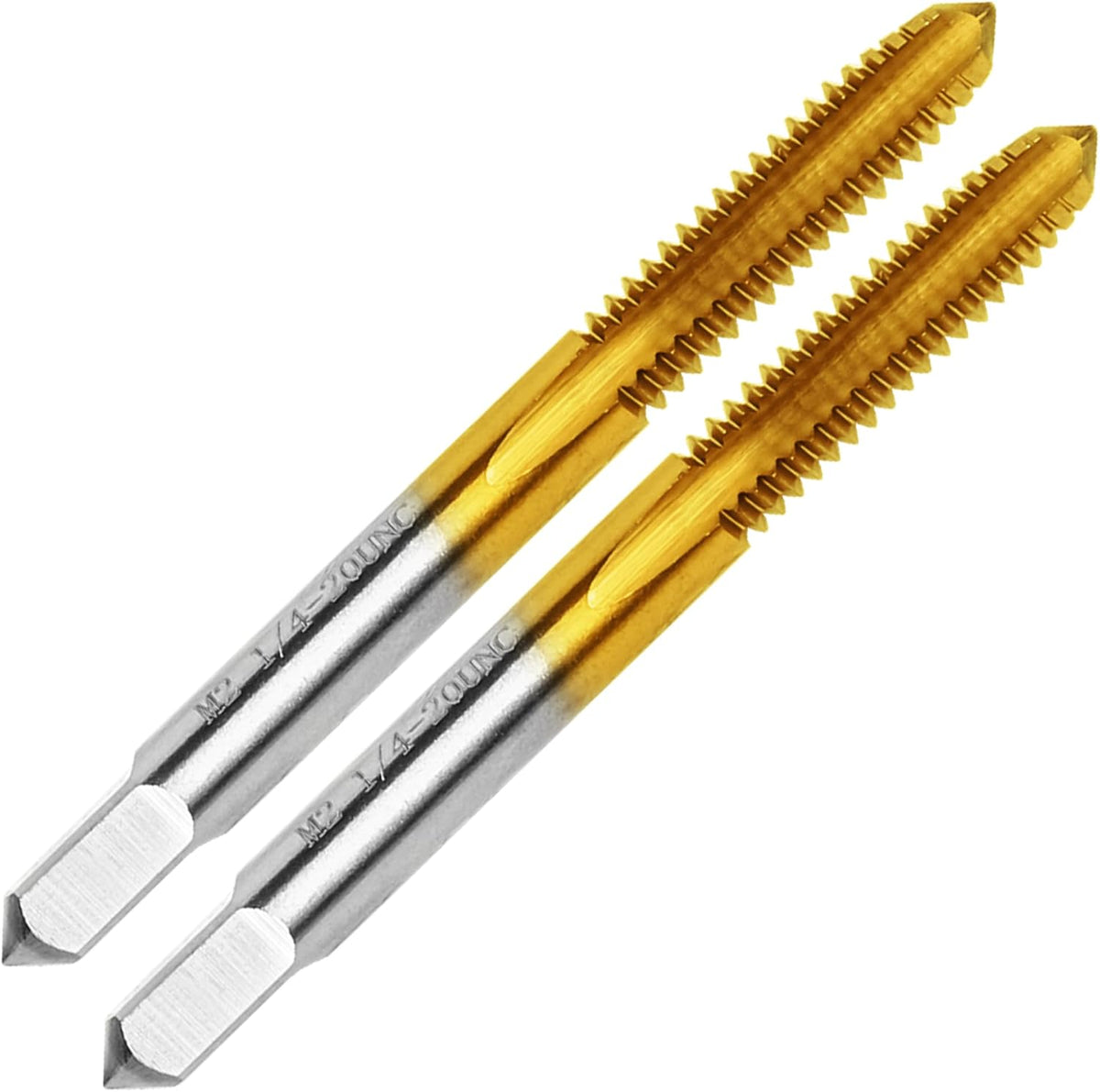 2Pcs 1/4"-20 UNC Thread Tap for Metal,1/4"-20 M2 HSS Thread Milling Tap