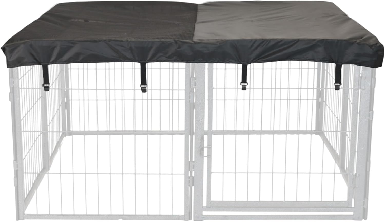 Dog Playpen w/Square Top Shade Cover - 40 inch, 8 Panel Portable Grey Metal Pet Play Pen for Medium & Large Dogs