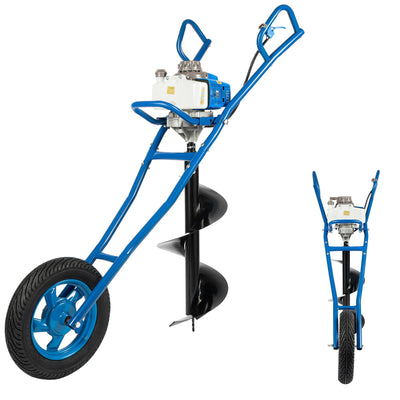 63CC 2 Stroke Post Hole Digger 3HP Gas Powered Earth Auger Borer Ground Drill Gasoline Earth Auger Wheelbarrow with