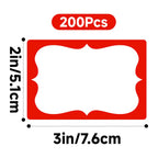 Red Name Tag Stickers - 200 Pcs 3'' x 2'' Name Label Stickers