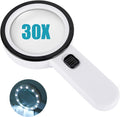 Magnifying Glass with Light - 30X Handheld Magnifying Glasses, 13LED Light, Illuminated Reading Magnifier for