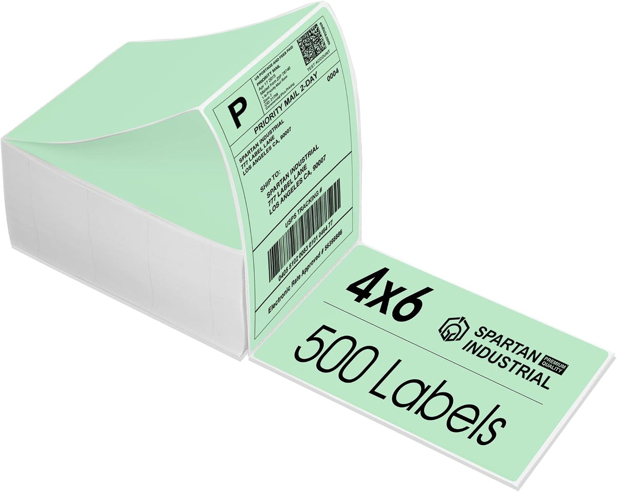 4" X 6" Green Direct Thermal Fanfold Labels (500 Count, 1 Stack)