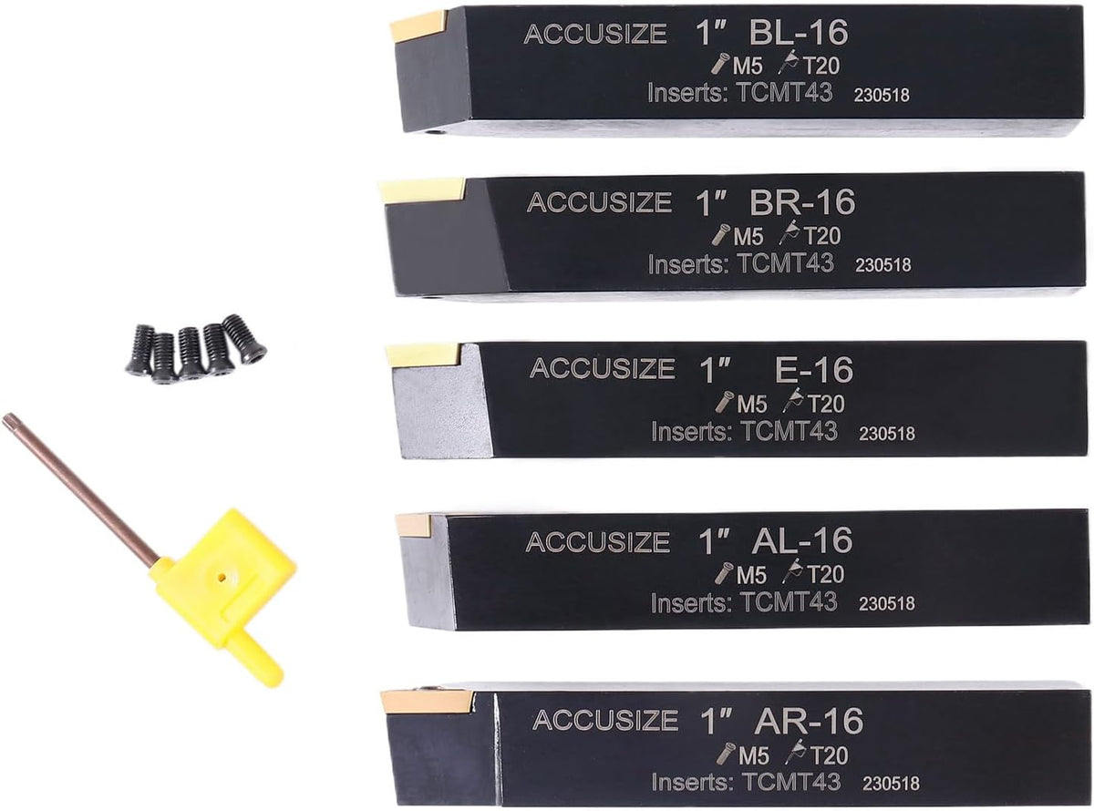Accusize Industrial Tools 1'' 5 Pc Indexable Turning Tool Set, 2380-5643