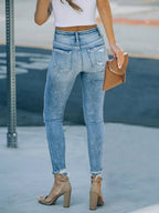 Women's Ripped Skinny Jeans Distressed Stretchy Denim Pants