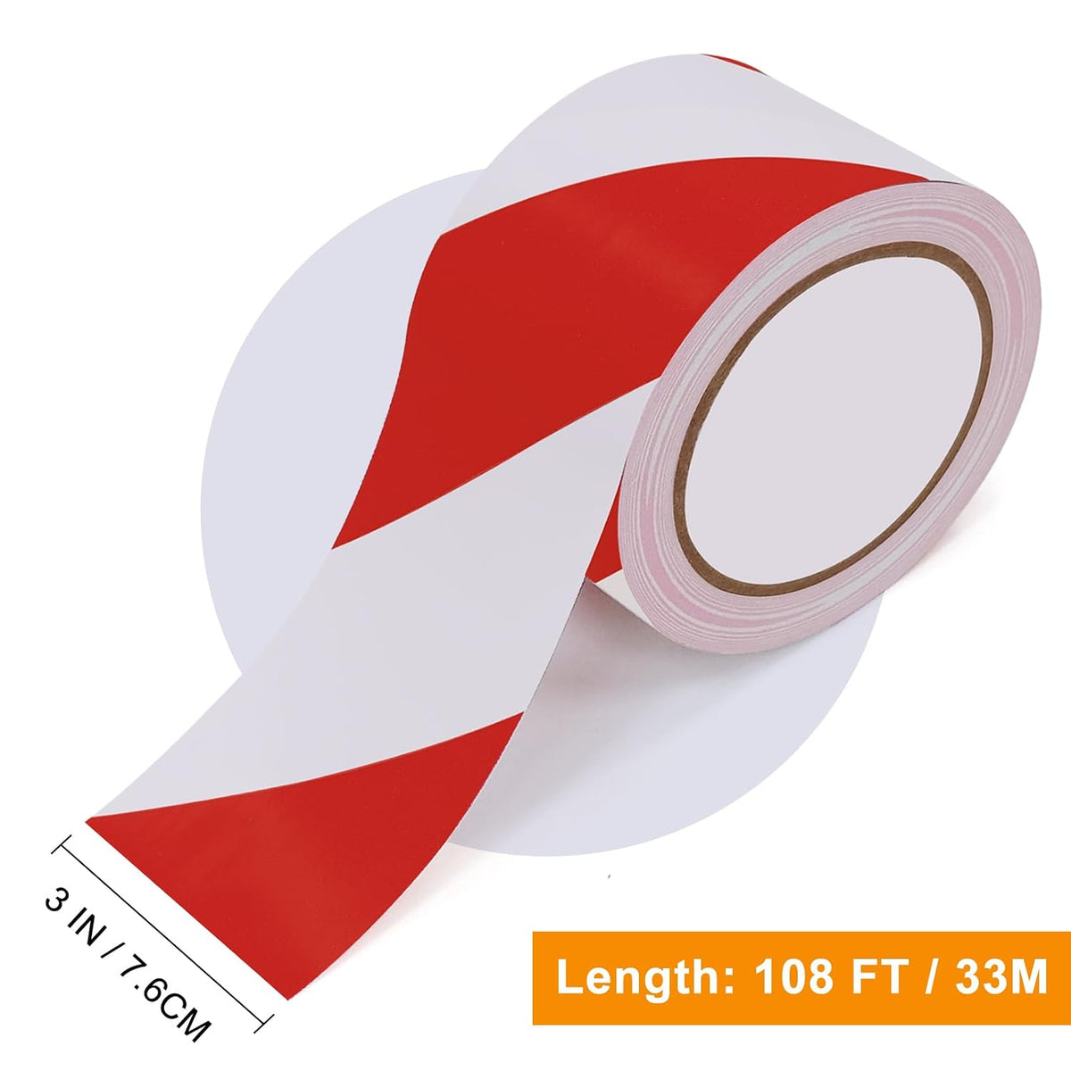 Red & White Safety Tape, 3 Inch x 108FT Hazard Warning Stripe Tape