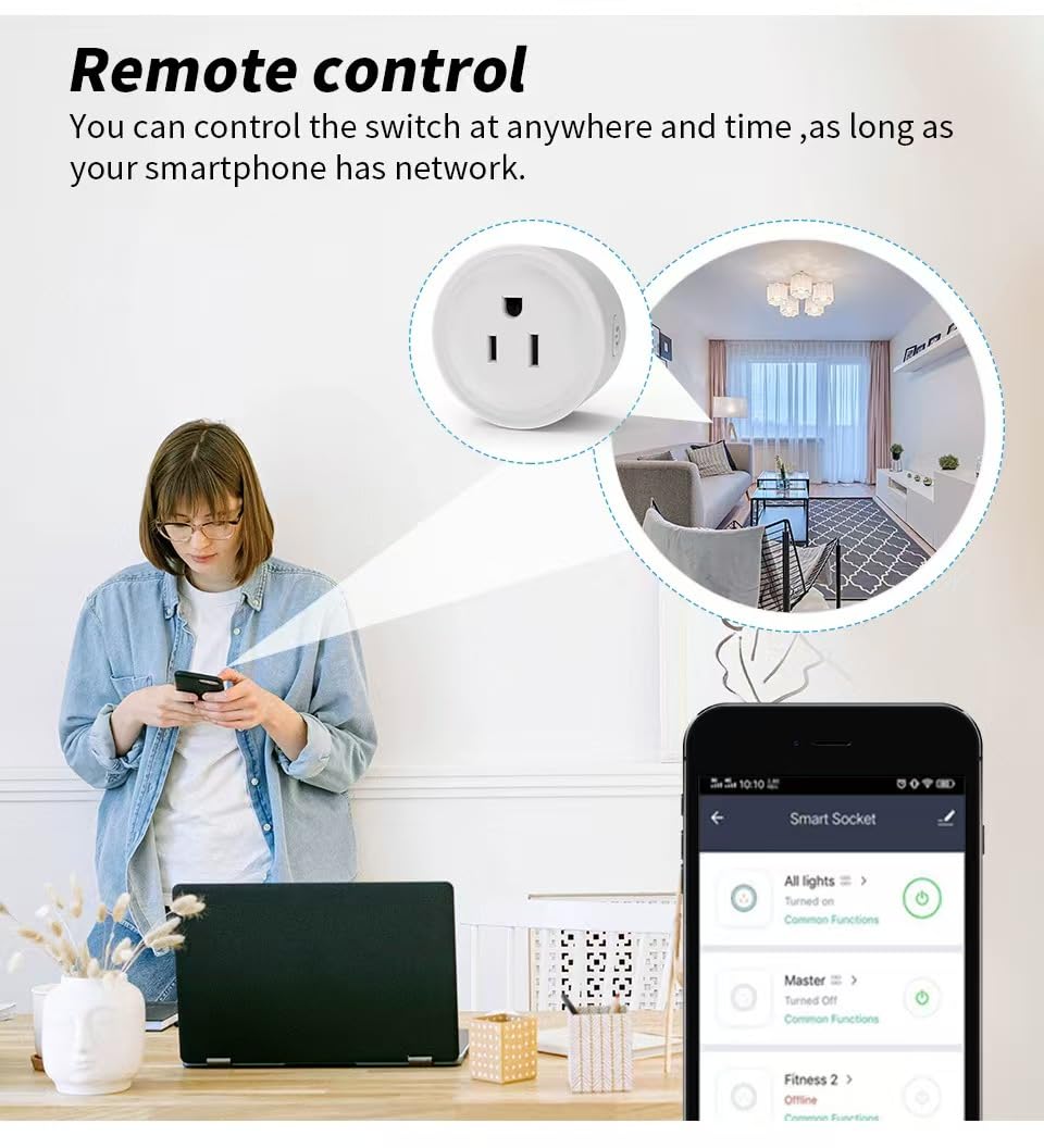 Smart Plug, WiFi Outlet Compatible with Alexa & Google Assistant, Outlet 16A/2200W Max, Home Automation, APP Remote