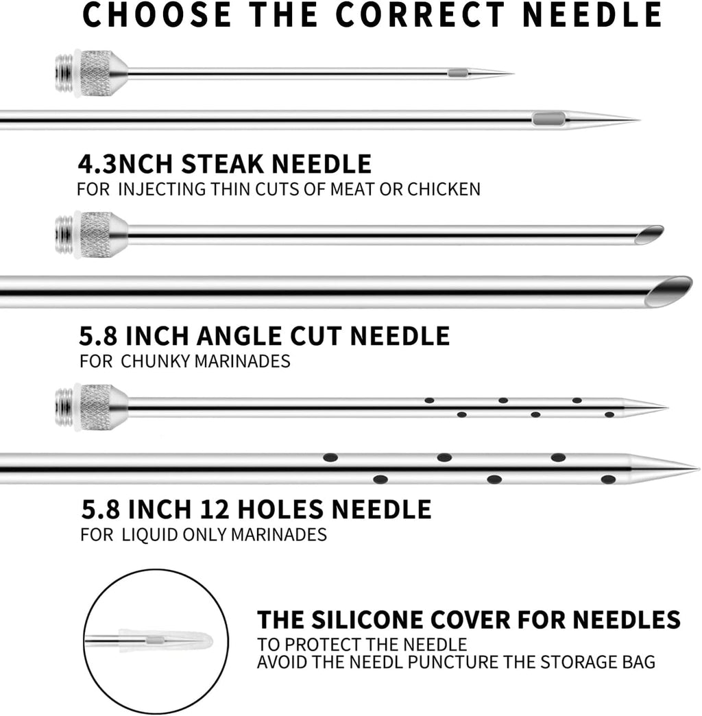 Meat Injector Syringe 2-oz Marinade Flavor Barrel 304 Stainless Steel