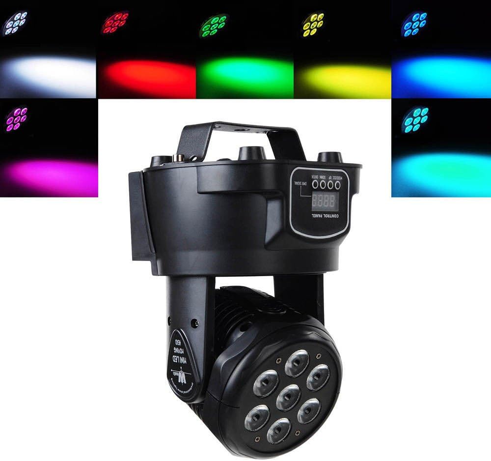 Moving Head Light 7 x 10W LED 4 in 1 RGBW Stage Lighting DJ Lights | DMX& Sound Activated, 9/14 CH, 540° Pan & 180°