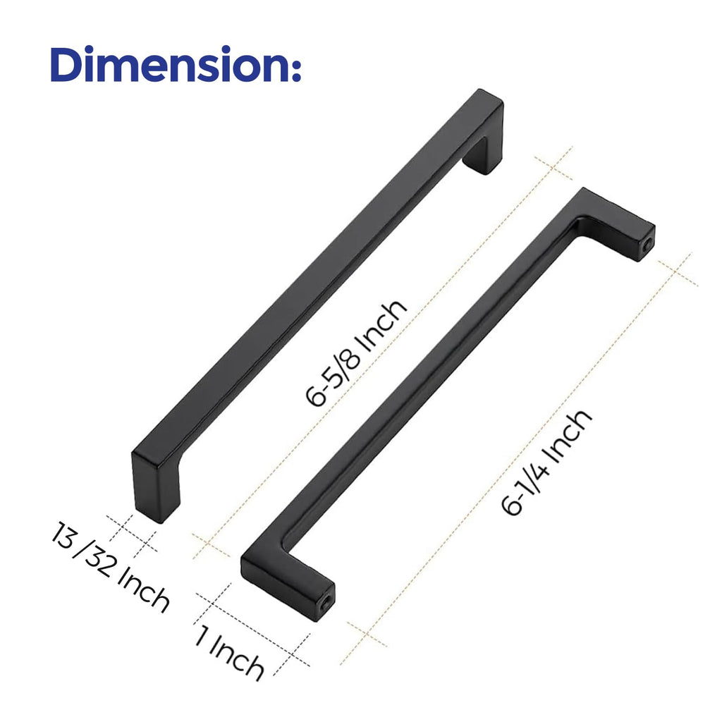 Matte Black Kitchen Cabinet Handles 6-1/4 Inch Pulls 30 Pack