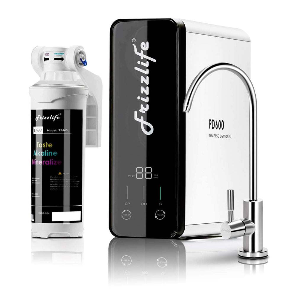 Reverse Osmosis Water Filter - Alkaline Mineral pH+, NSF/ANSI 58&53&42&372 Standard, 600GPD Tankless RO Reverse
