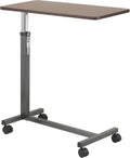 Overbed Table with Wheels, Woodgrain Top, Silver Vein