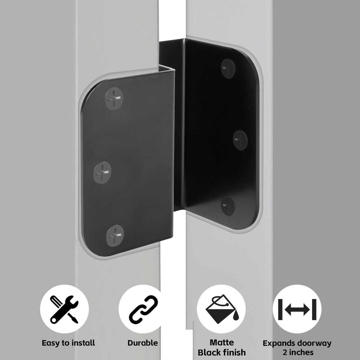 3 Pack Offset Hinges Matte Black 3.5 Inch with 5/8" Radius Corner