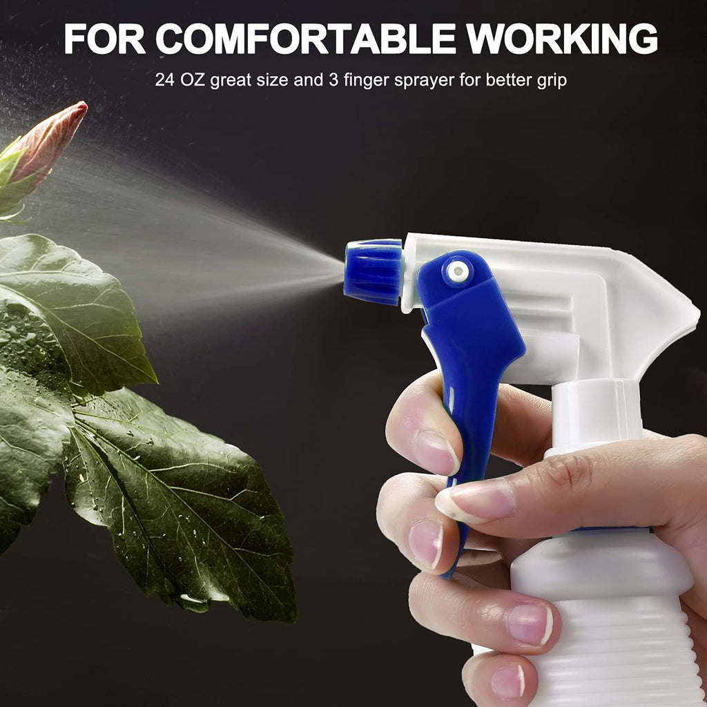 Plastic Spray Bottle, Empty Spray Bottles (2 Pack 24 Oz), All-Purpose Sprayer for Cleaning Solutions, Hair Spray