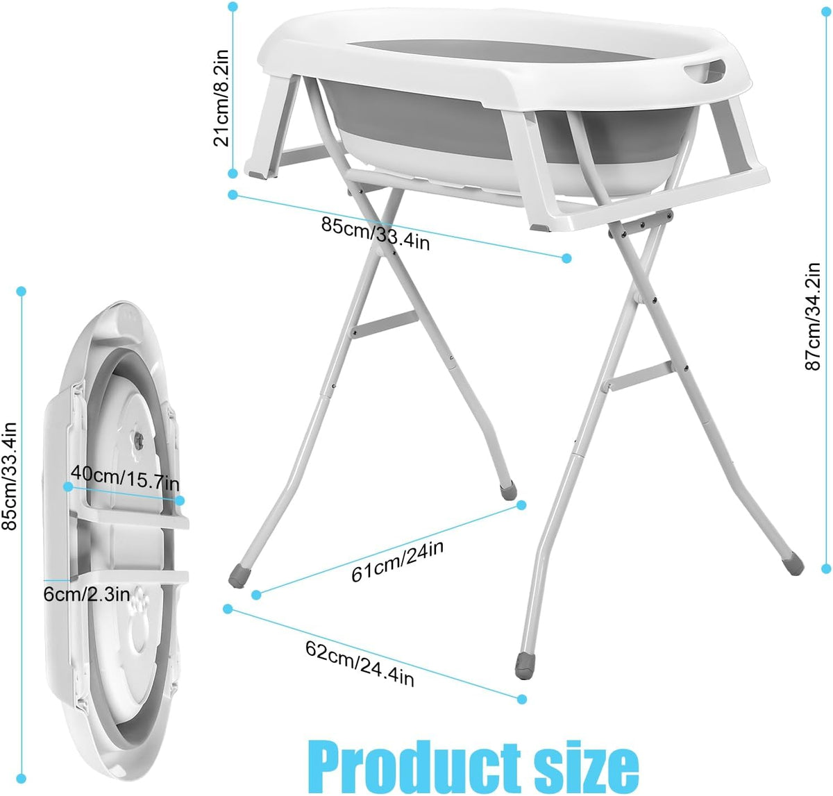 2 in 1 Dog Bathtub Dog Washing Station, Collapsible Elevated Pet Bath Tub for Dogs Cats Bathing and Grooming