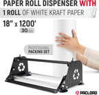 18" Paper Dispenser with Cutter + White Kraft Paper Roll