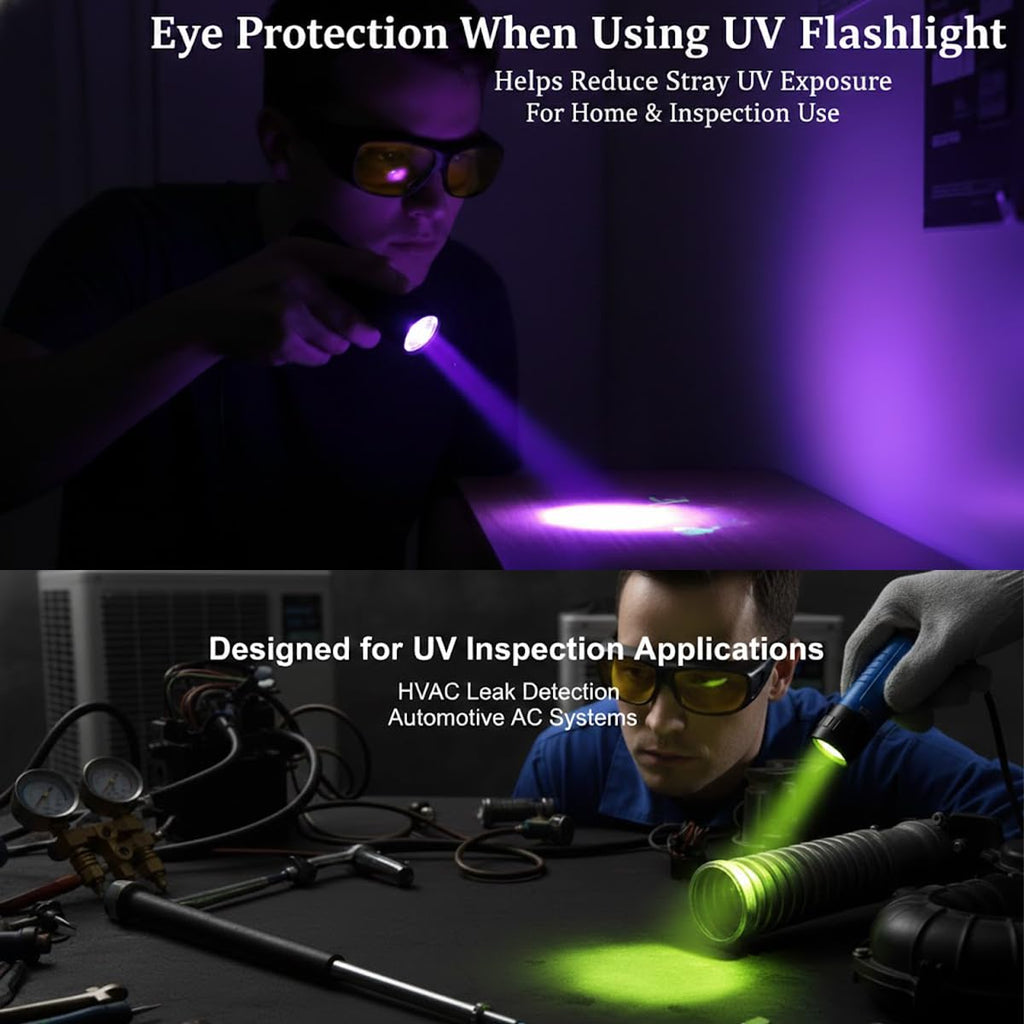 Yellow UV Glasses, UV Enhancing Safety Glasses for UV Dye & Blacklight