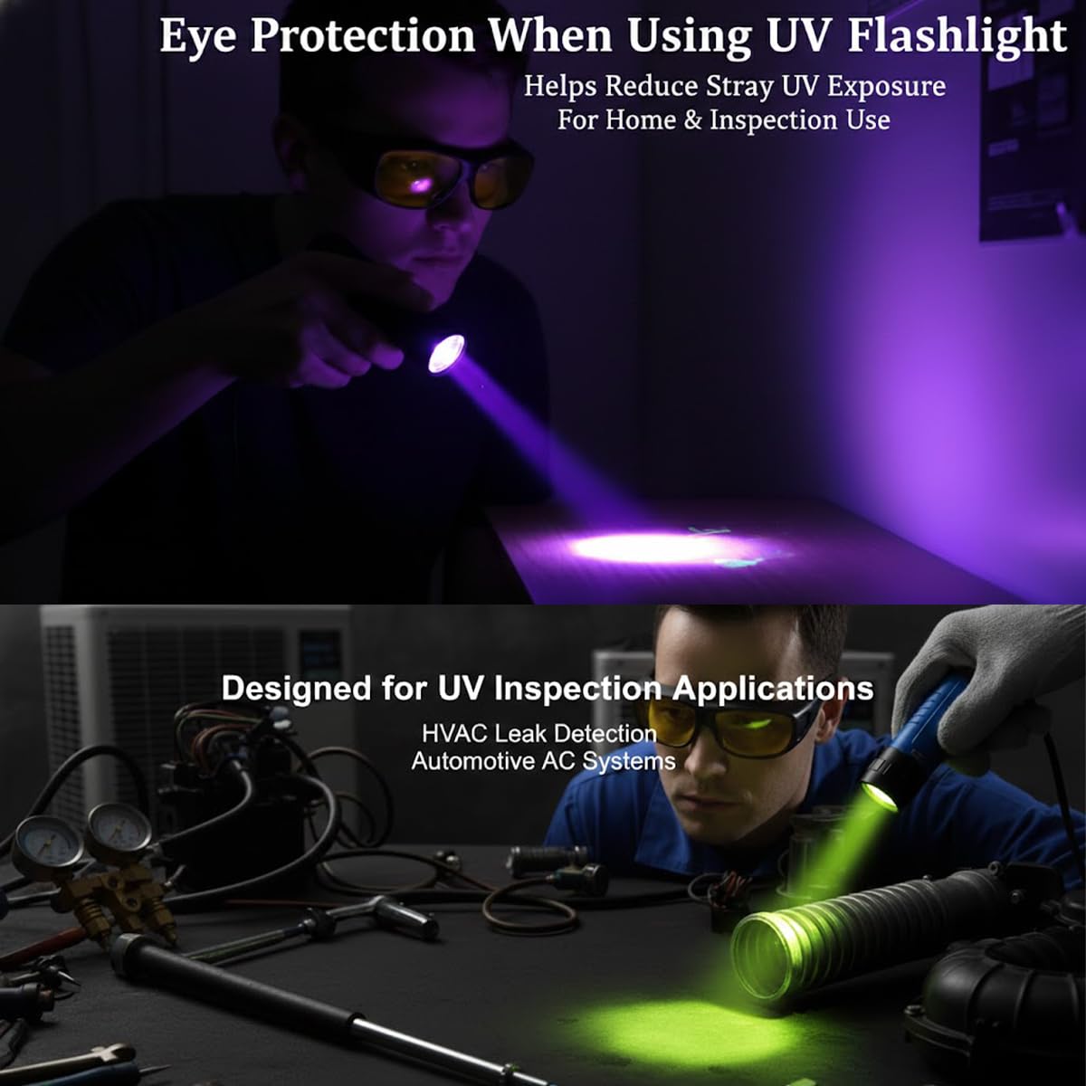 Yellow UV Glasses, UV Enhancing Safety Glasses for UV Dye & Blacklight