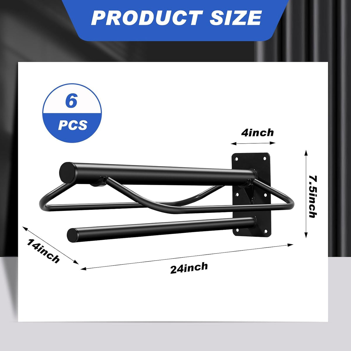6 Pcs Wall Mount Saddle Rack Stand with Pad Bar
